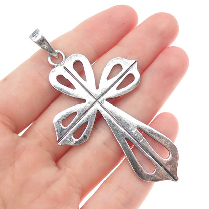 925 Sterling Silver Vintage Mexico Cross Oxidized Pendant