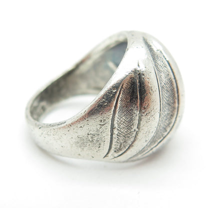 CLARK & COOMBS 925 Sterling Silver Vintage Wavy Dome Oxidized Ring Size 4