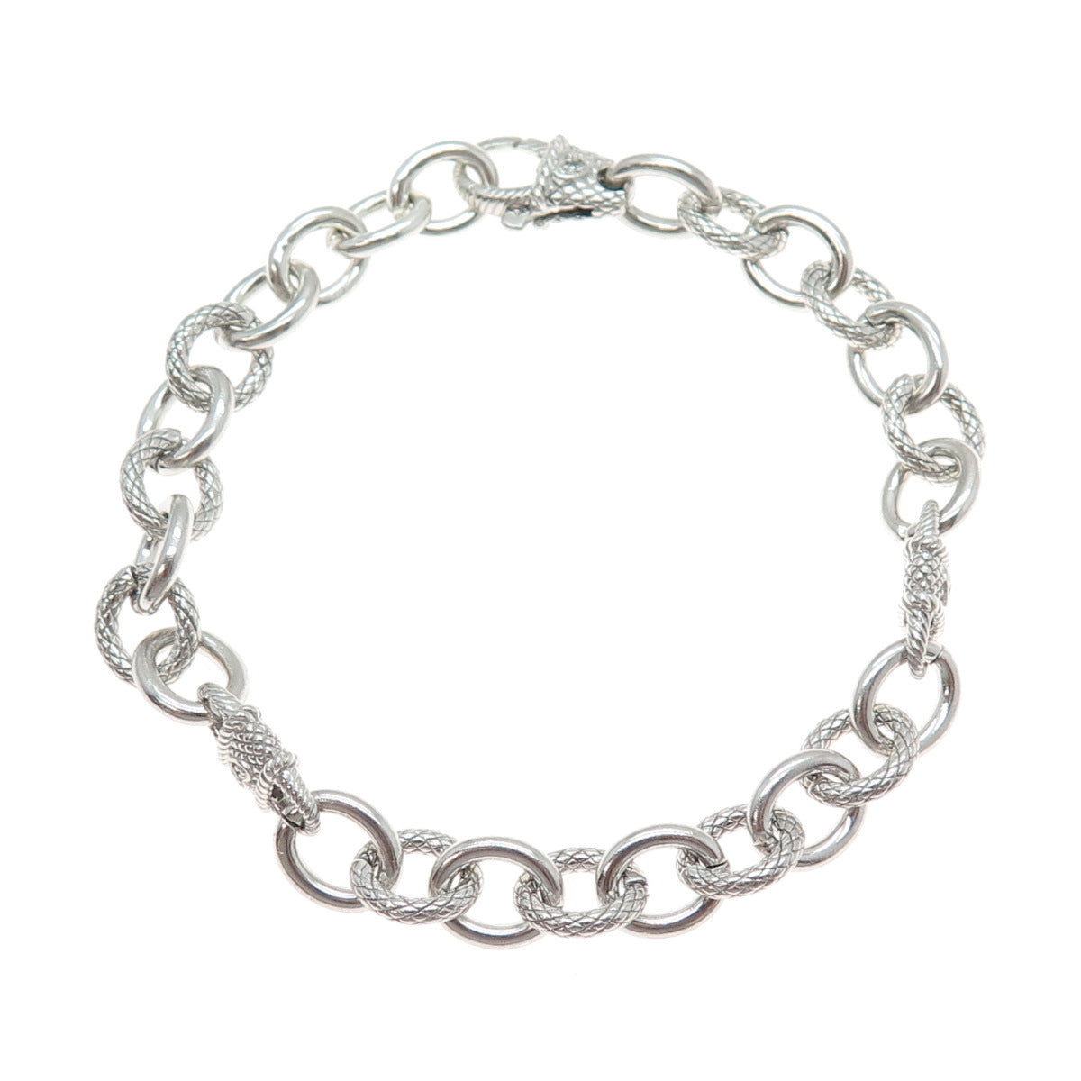 JUDITH RIPKA 925 Sterling Silver Round-Cut C Z Heart Cable Link Bracelet 8.5"