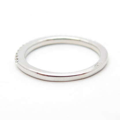 925 Sterling Silver White C Z Half Eternity Stackable Band Ring Size 6.25