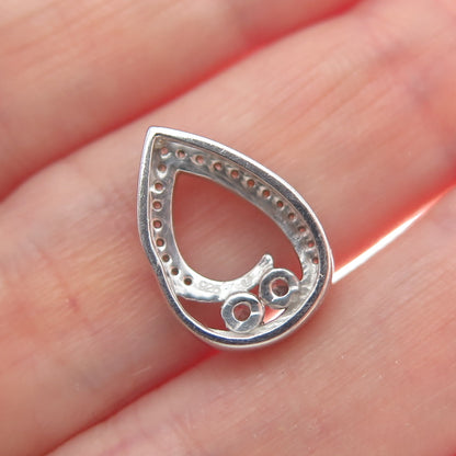 925 Sterling Silver Round-Cut C Z Teardrop Minimalist Charm Slide Pendant