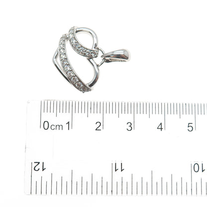 925 Sterling Silver Round-Cut C Z Heart Charm Pendant
