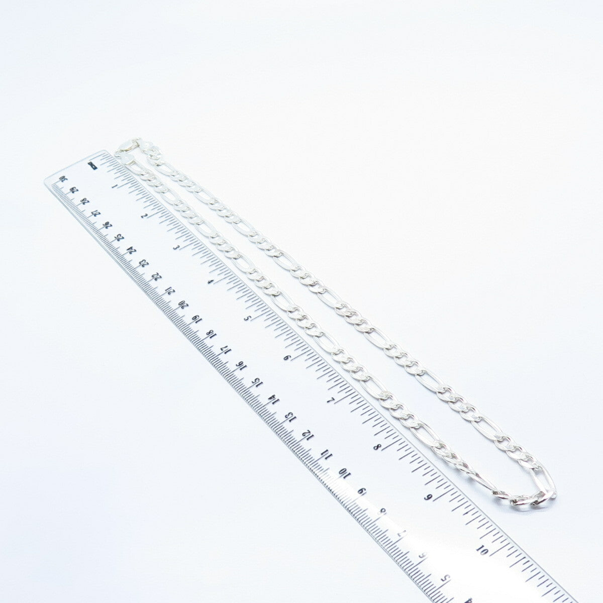 925 Sterling Silver Italy Figaro Chain Necklace 19"