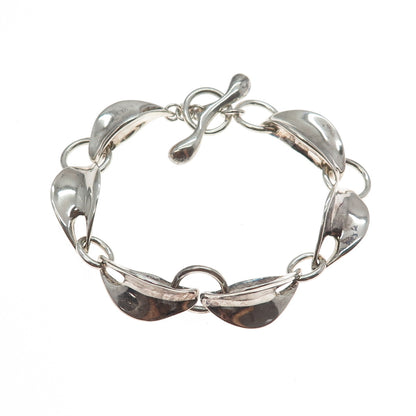 ROBERT LEE MORRIS 925 Sterling Silver Vintage Modernist Floral Bracelet 7.75"