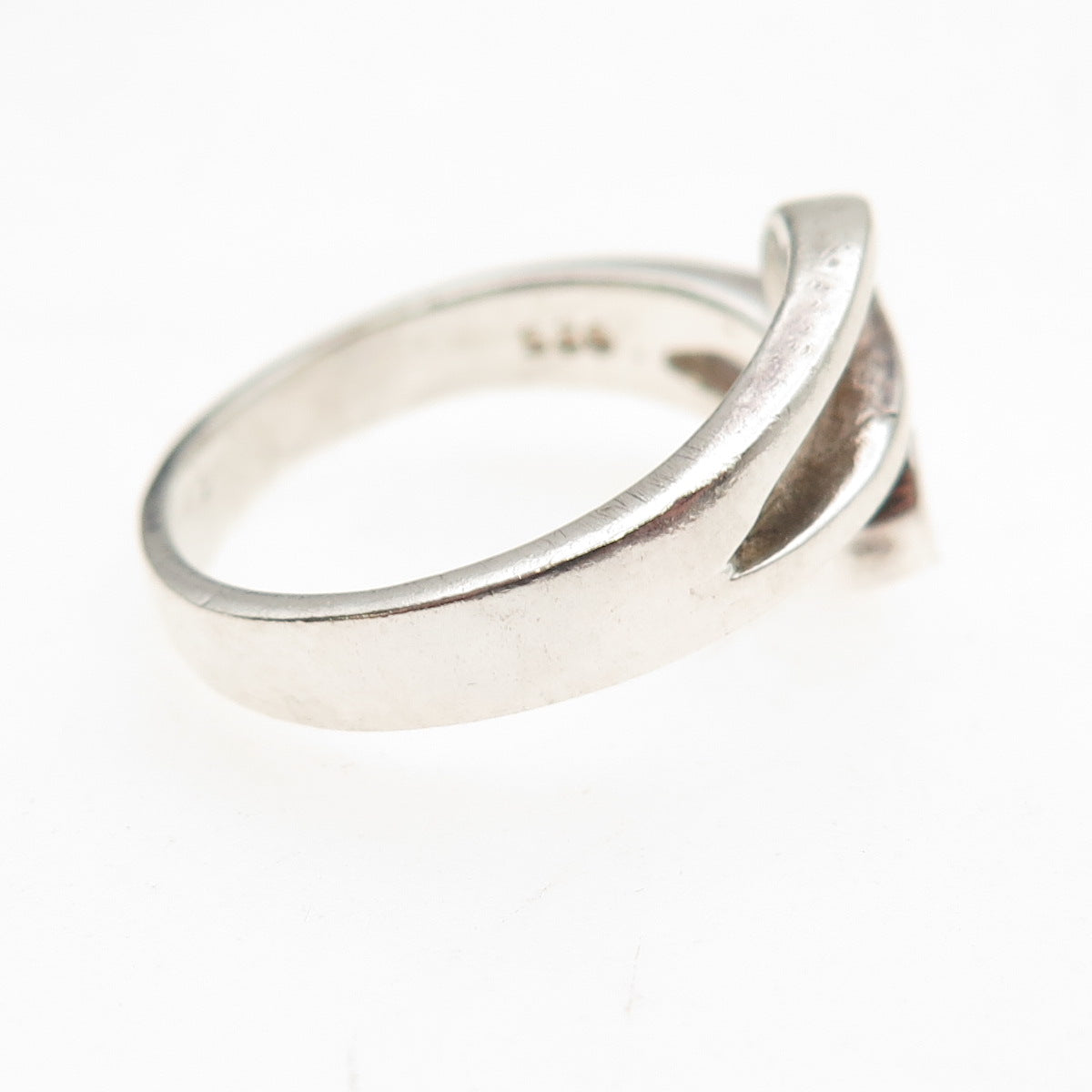 925 Sterling Silver Vintage Modernist Bypass Oxidized Ring Size 9
