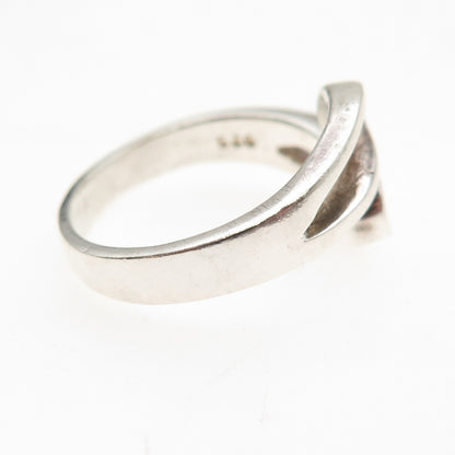925 Sterling Silver Vintage Modernist Bypass Oxidized Ring Size 9