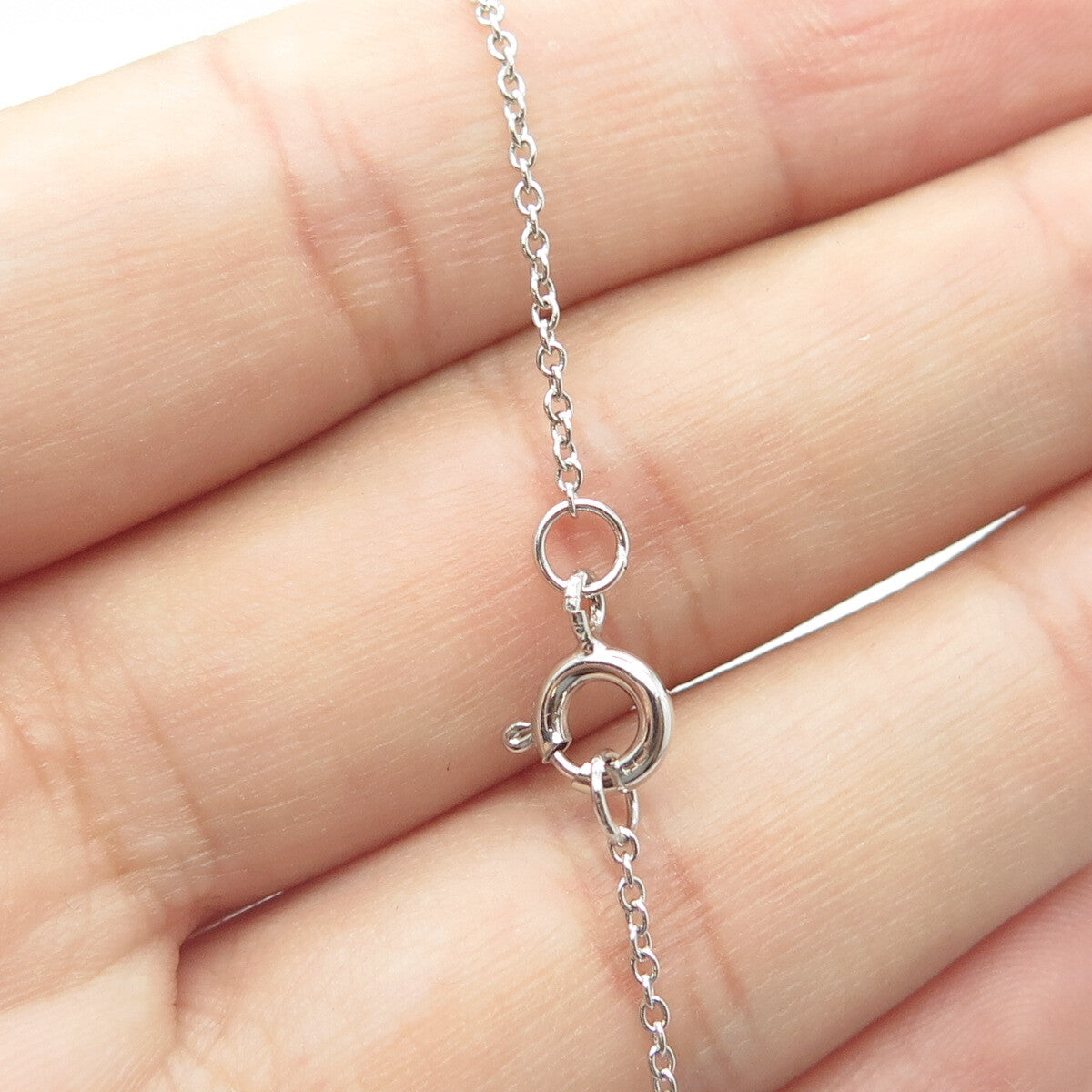 925 Sterling Silver Round-Cut Shaped White C Z Cable Chain Necklace 16"