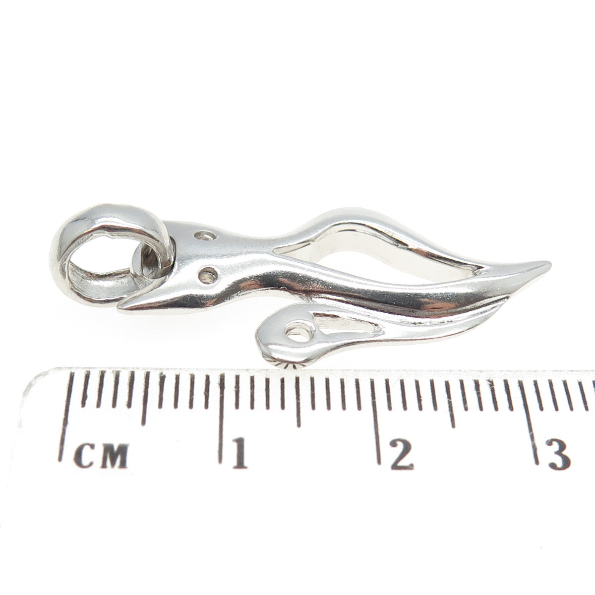 925 Sterling Silver Vintage Modernist Kitty Cat Charm Pendant