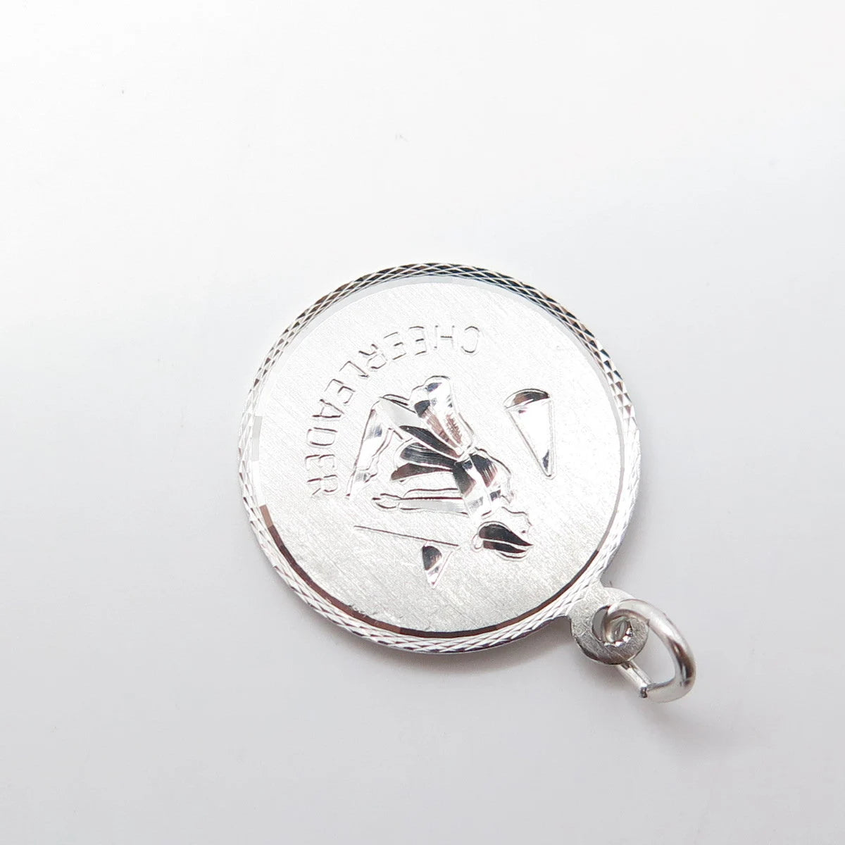 925 Sterling Silver Vintage Cheerleader Support Team Round Medal Pendant