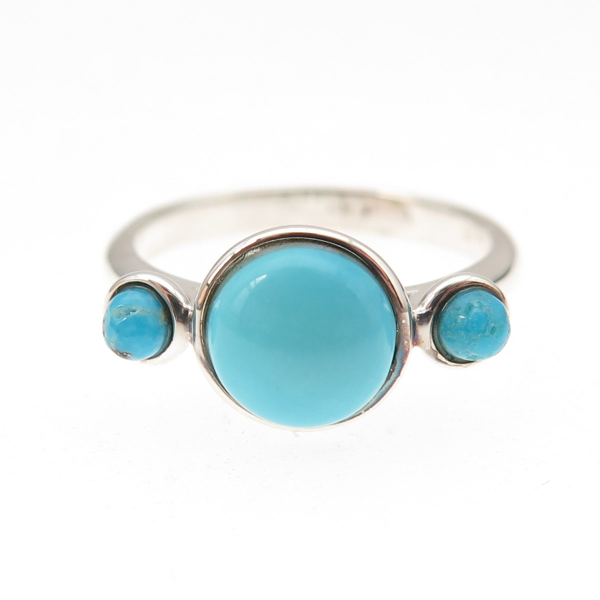 Tehya Oyama 925 Sterling Silver Real Tyrone Turquoise Ring Size 8