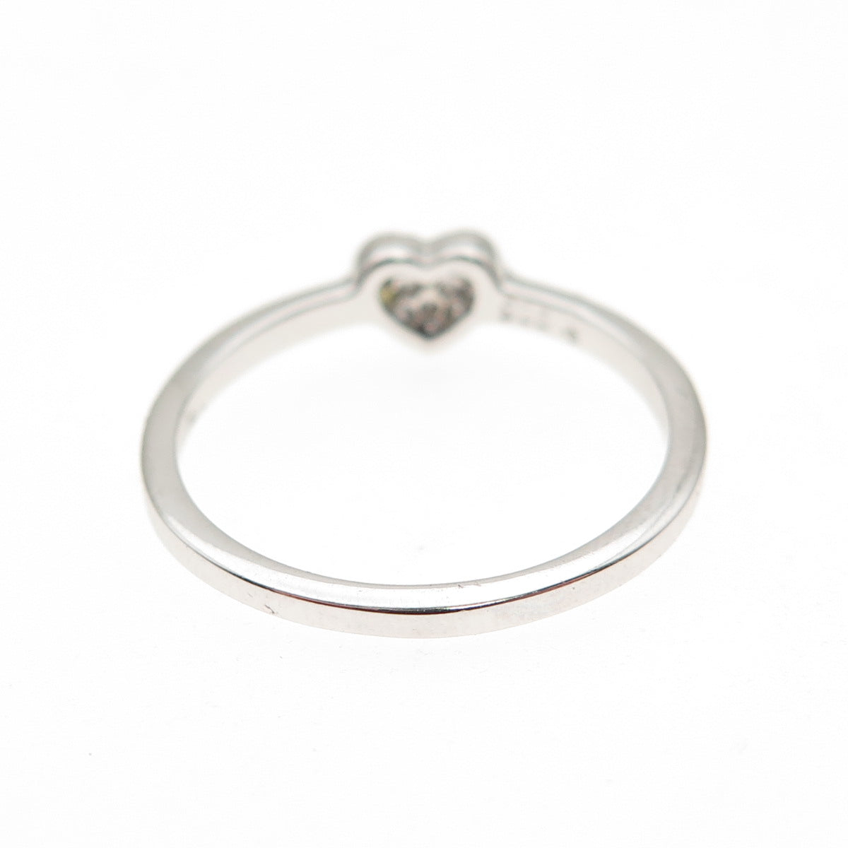 925 Sterling Silver Round-Cut C Z Heart Ring Size 7