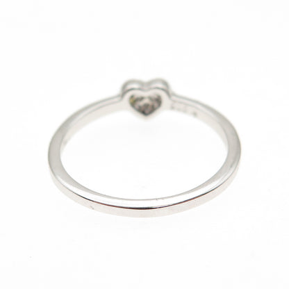 925 Sterling Silver Round-Cut C Z Heart Ring Size 7