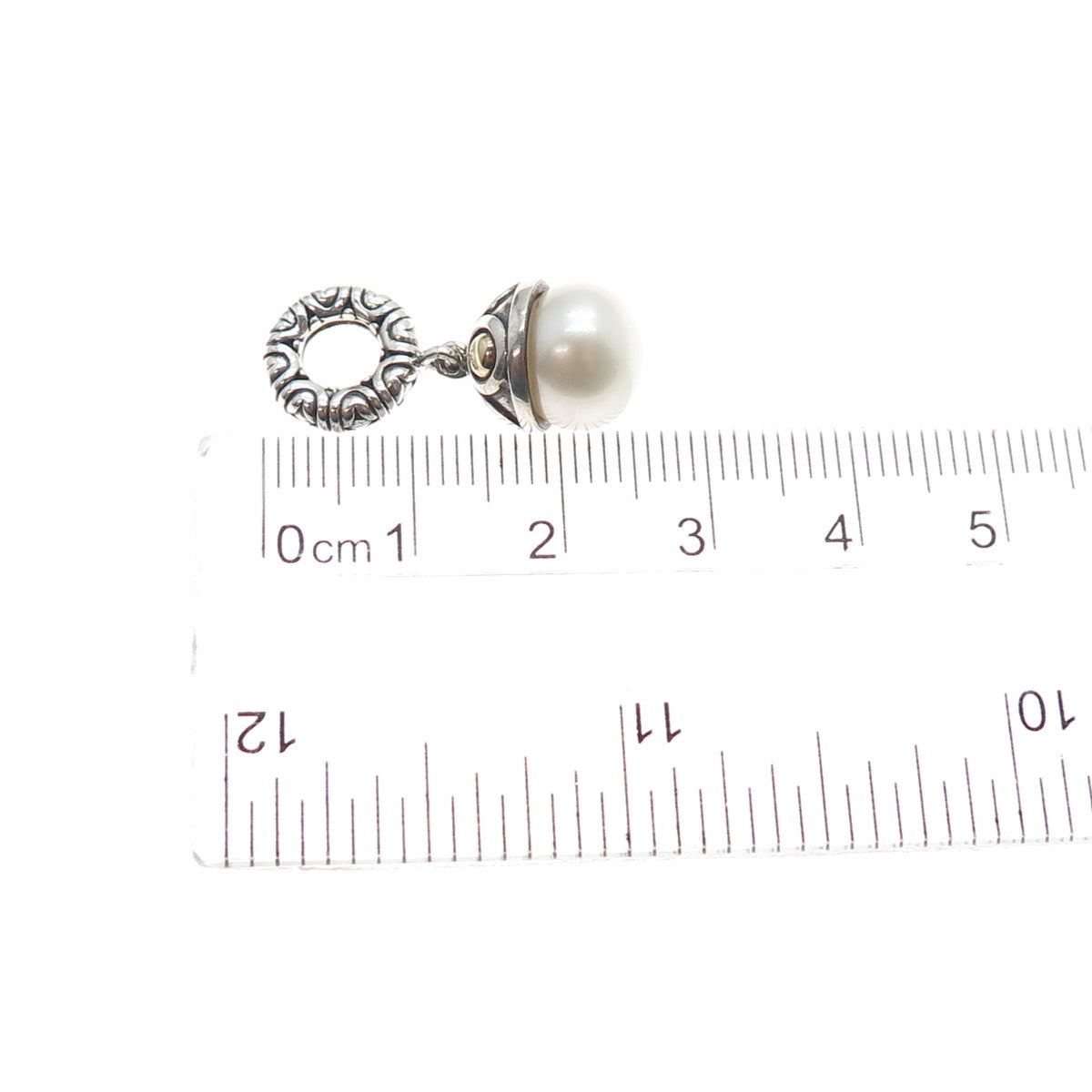 925 Sterling Silver 10K Gold Real Pearl Slide Dangle Bead Charm