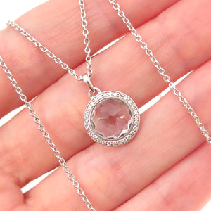 Ippolita Sterling Silver Real Diamond & Clear Quartz Lollipop Necklace 16-18"