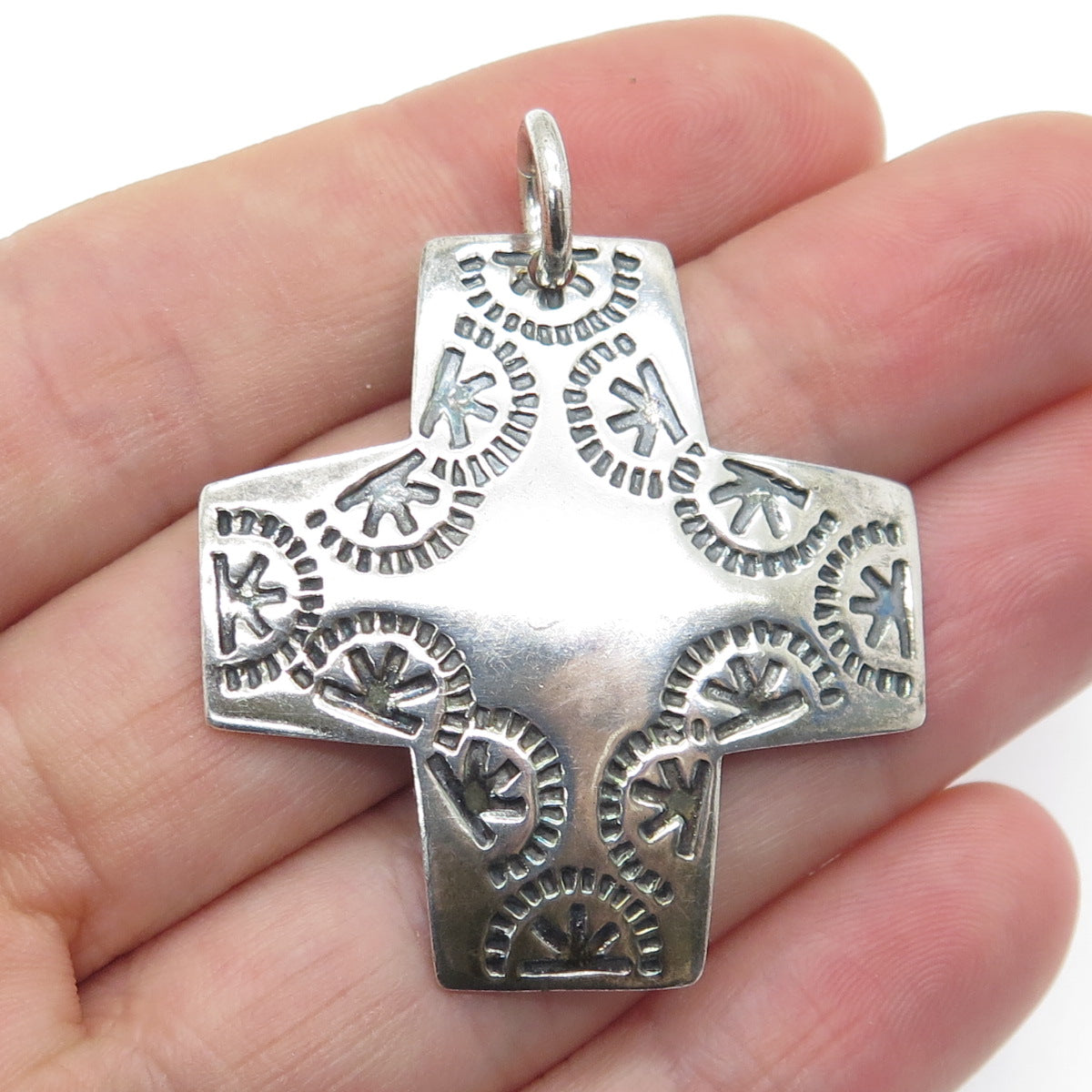 SILPADA 925 Sterling Silver Vintage Engraved Ethnic Cross Oxidized Pendant