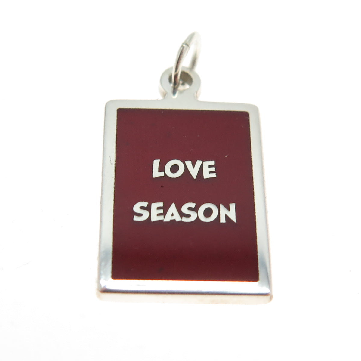 925 Sterling Silver Red Enamel "Love Season" Minimalist Charm Pendant