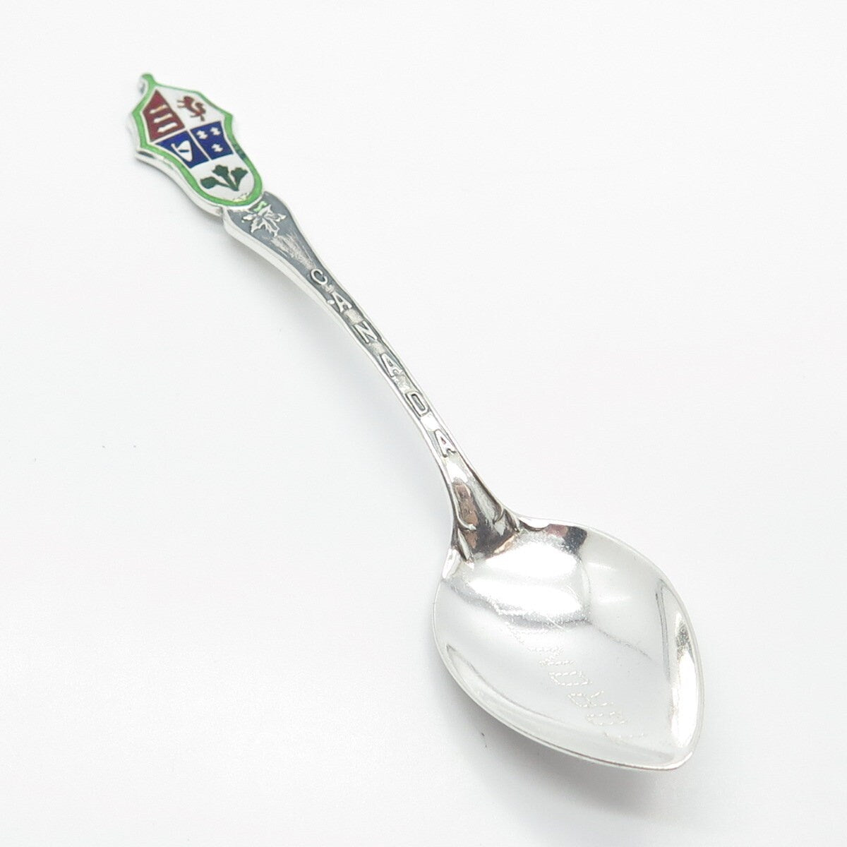 925 Sterling Silver Antique Canada Colorful Enamel Maple Leaf Spoon