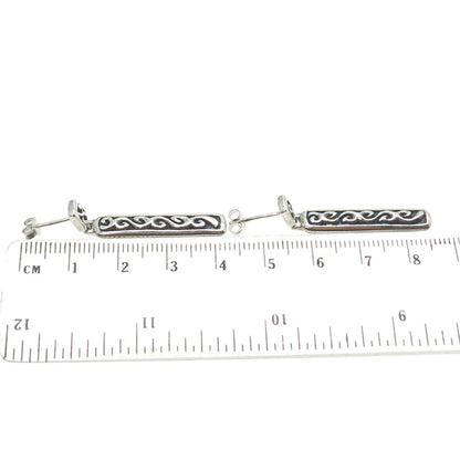 925 Sterling Silver Vintage "S" Link Dangling Bar Earrings