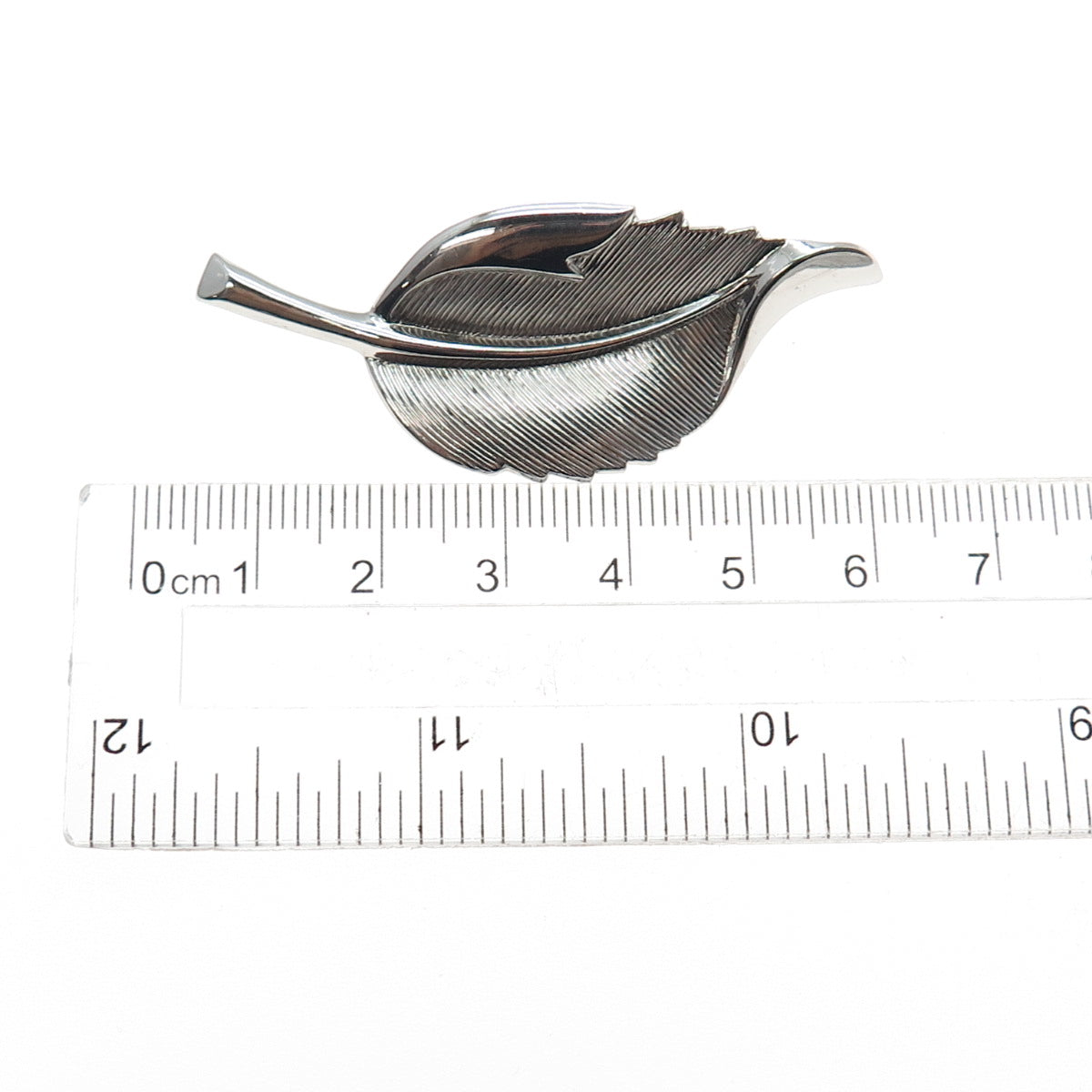 DANECRAFT 925 Sterling Silver Vintage Floral Leaf Oxidized Pin Brooch