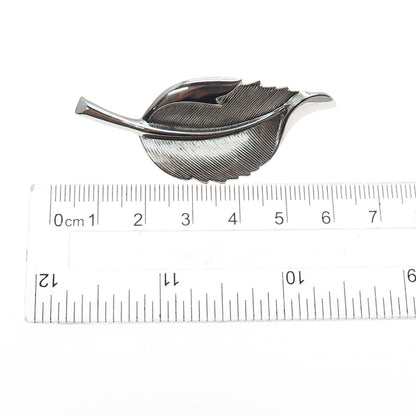 DANECRAFT 925 Sterling Silver Vintage Floral Leaf Oxidized Pin Brooch