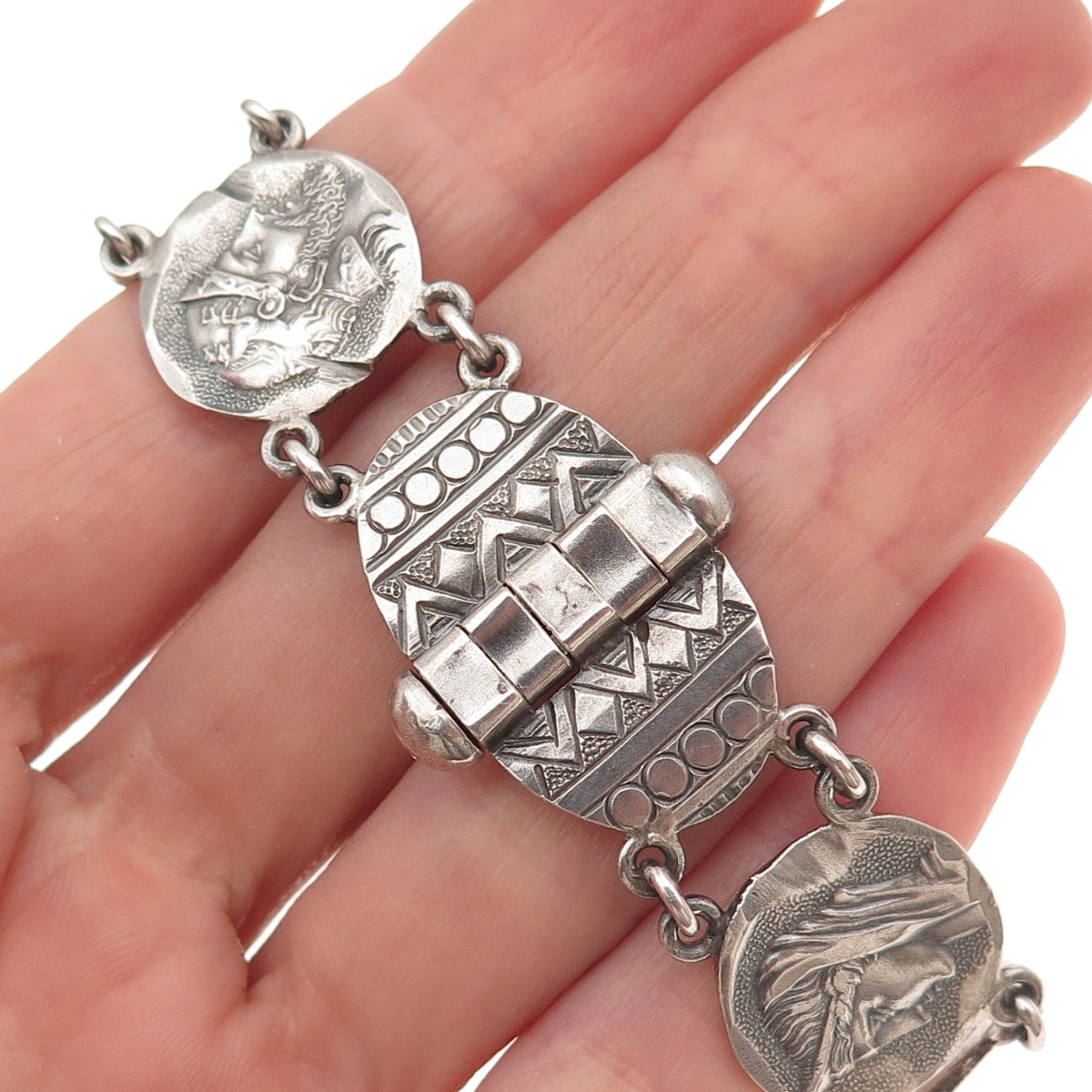 Theodore B. Starr 925 Sterling Antique Victorian Etruscan Revival Bracelet 7.75"