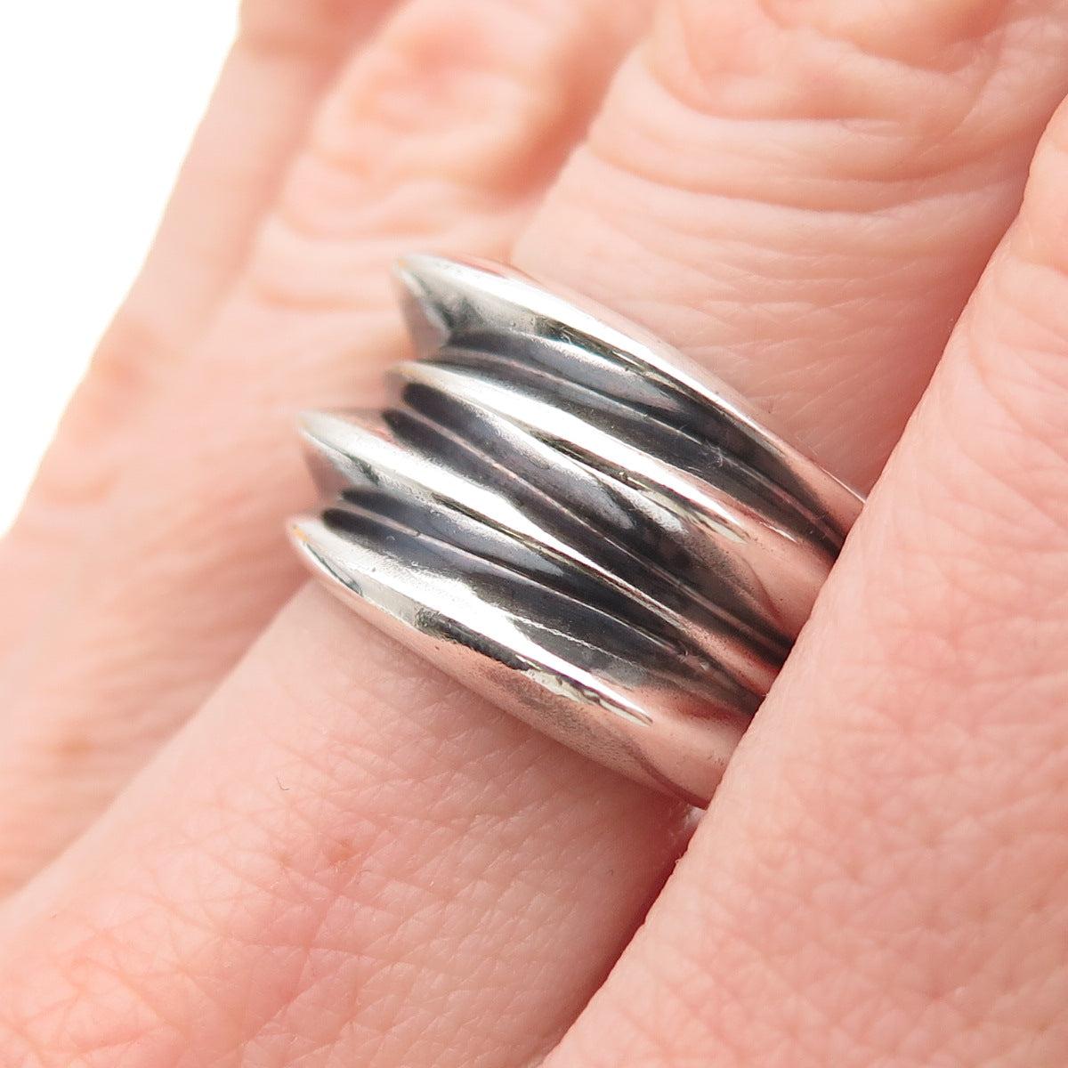Chateau D’Argent 925 Sterling Silver Vintage Modernist Oxidized Ring Size 7
