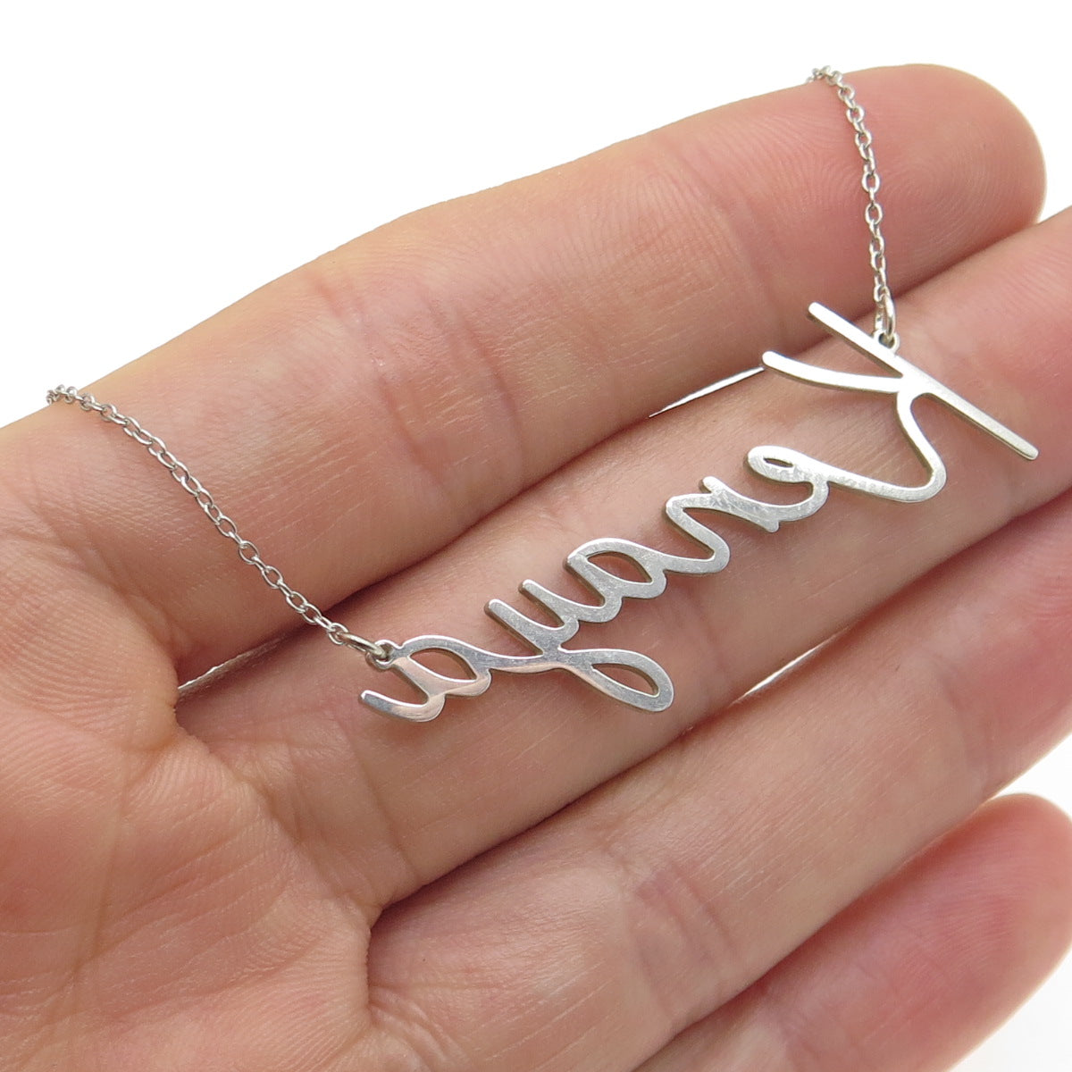 925 Sterling Silver "Kenaya" Personalized Nameplate Cable Chain Necklace 14"