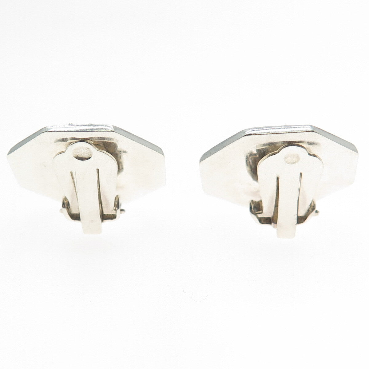 925 Sterling Silver Vintage Real Carnelian Granulated Oxidized Clip On Earrings