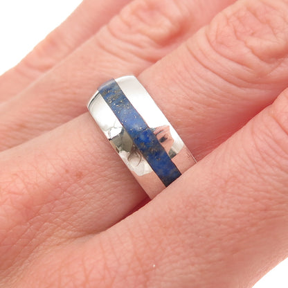Paul Brackna 925 Sterling Silver Vintage Real Lapis Modernist Ring Size 7.25