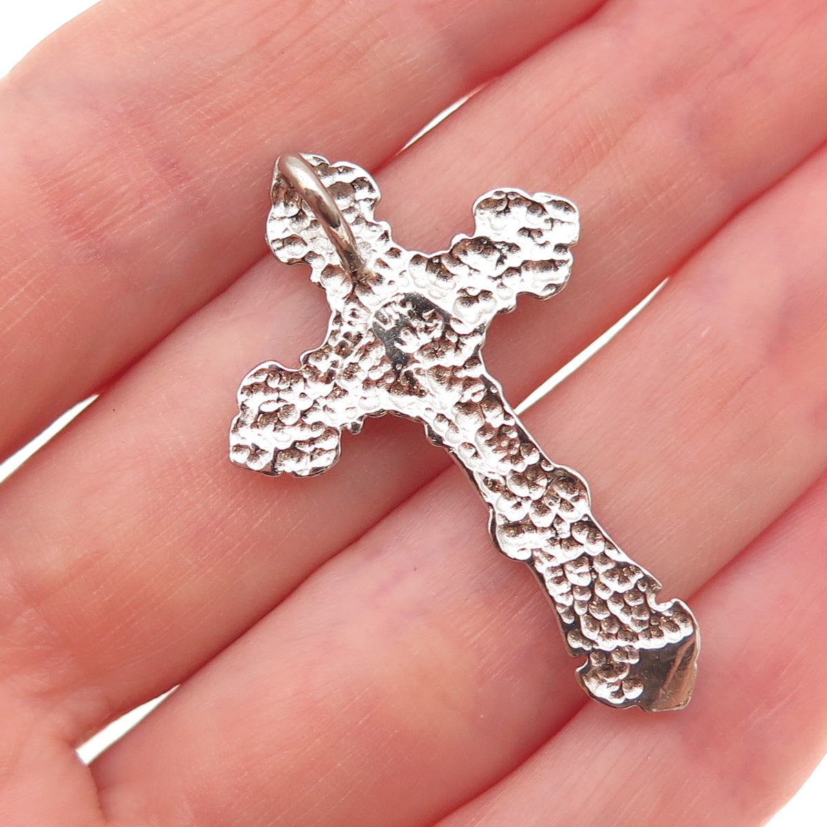 925 Sterling Silver 2-Tone Vintage Crucifix Cross Slide Charm Pendant