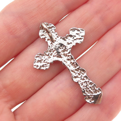 925 Sterling Silver 2-Tone Vintage Crucifix Cross Slide Charm Pendant