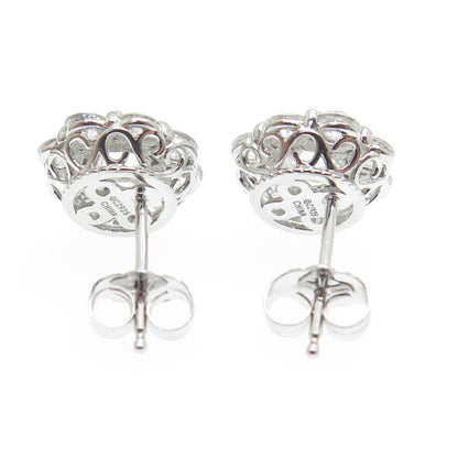925 Sterling Silver Round-Cut Shaped C Z Stud Earrings