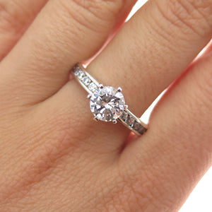 925 Sterling Silver Round-Cut C Z All Around Engagement Ring Size 10