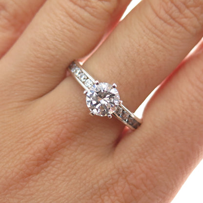 925 Sterling Silver Round-Cut C Z All Around Engagement Ring Size 10