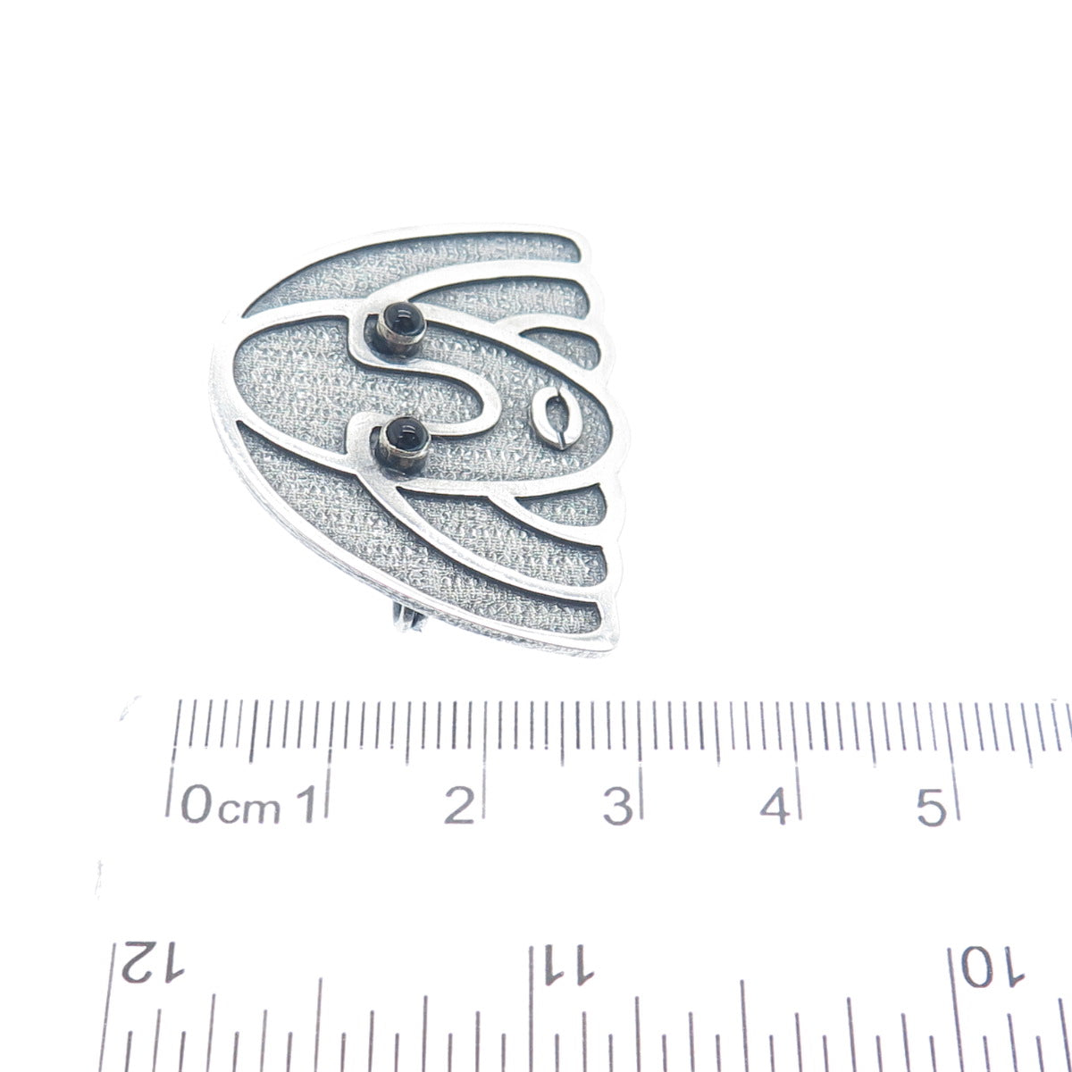 925 Sterling Silver Vintage Ecuador Black Onyx Tribal Goddess Oxidized Pendant