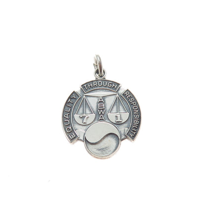 925 Sterling Silver Vintage American Business Women's Association Mini Pendant
