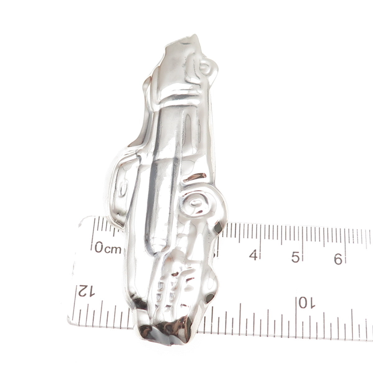925 Sterling Silver Vintage Retro Car Repousse Oxidized Pin Brooch