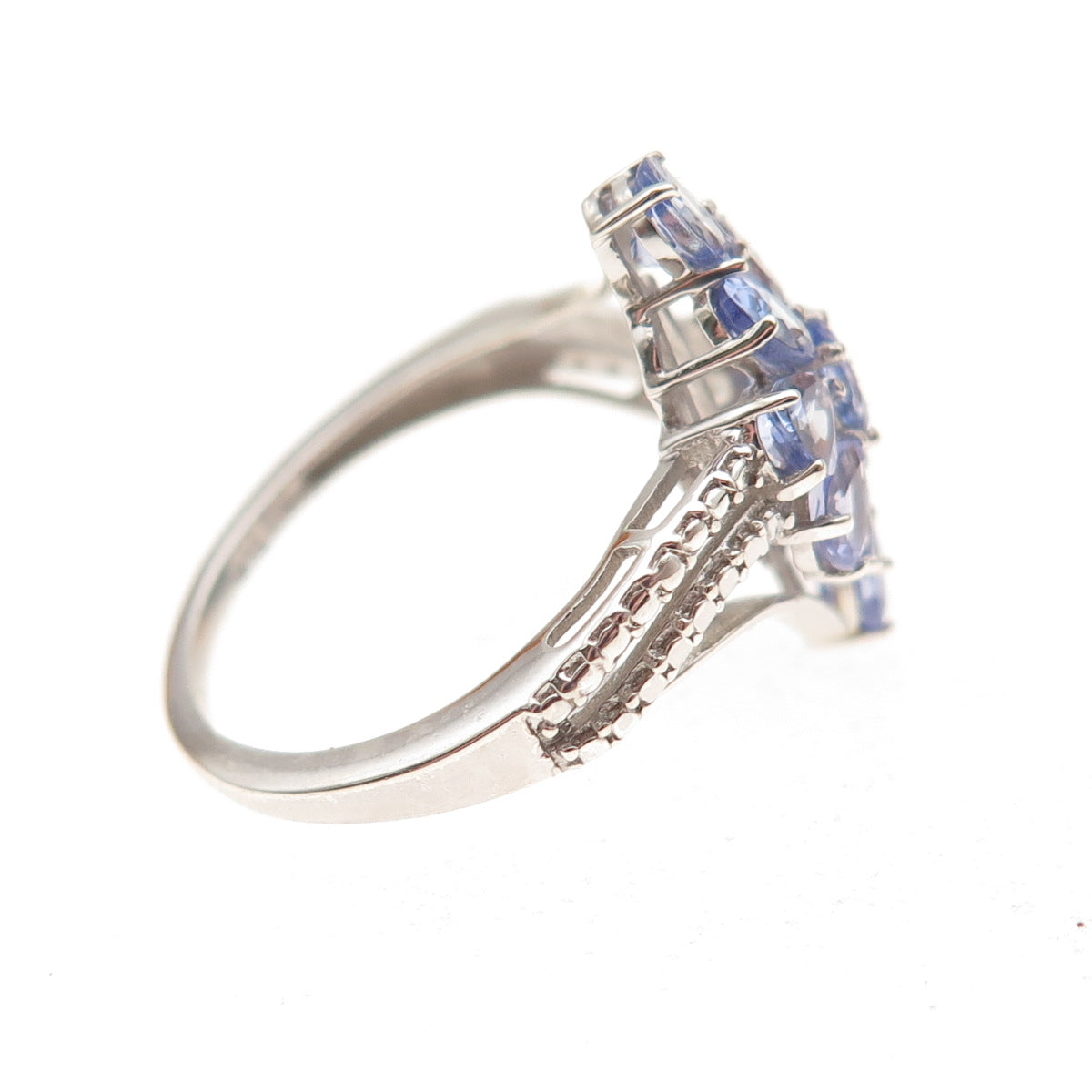Chuck Clemency 925 Sterling Silver Real Multi-Cut Tanzanite Ring Size 7.25