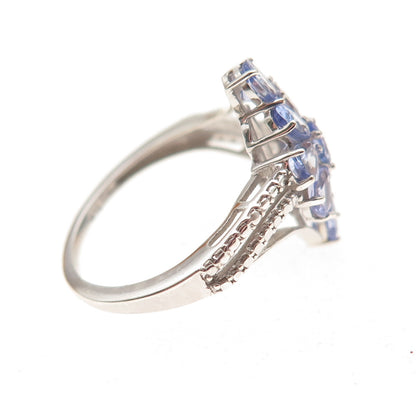 Chuck Clemency 925 Sterling Silver Real Multi-Cut Tanzanite Ring Size 7.25