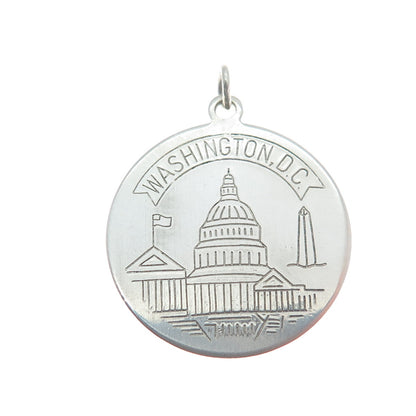 ROSECRAFT 925 Sterling Silver Vintage "Washington DC" US Capitol Charm Pendant