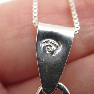 925 Sterling Silver Vintage Mexico Real Tiger Eye Box Chain Necklace 18"