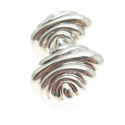 KRYPELL 925 Sterling Silver Vintage Modernist Omega Back Earrings