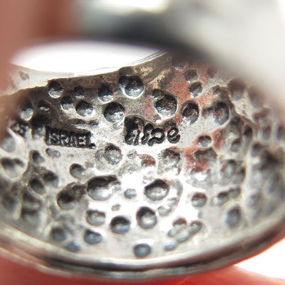 DIDAE 925 Sterling Silver Vintage Israel Hammered Oxidized Ring Size 5.25