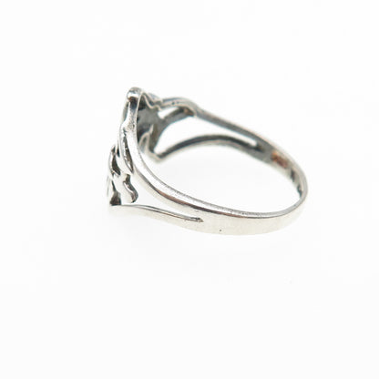 925 Sterling Silver Vintage Butterfly Couple Oxidized Ring Size 7.5