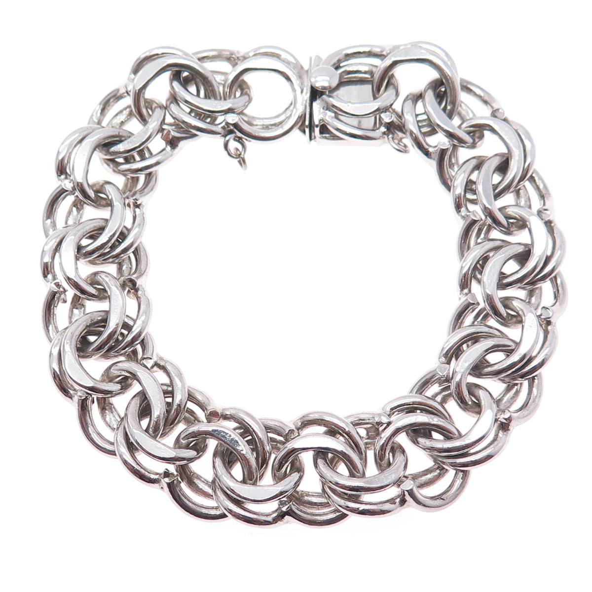 925 Sterling Silver Antique Art Deco Bismark Link Bracelet 6.75"