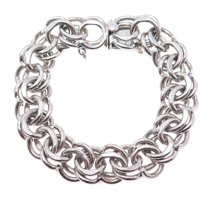 925 Sterling Silver Antique Art Deco Bismark Link Bracelet 6.75"