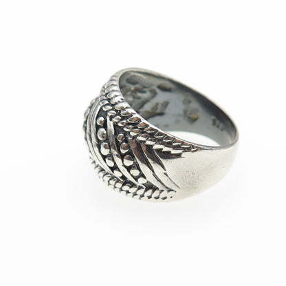 925 Sterling Silver Vintage Modernist Dotted Oxidized Ring Size 8