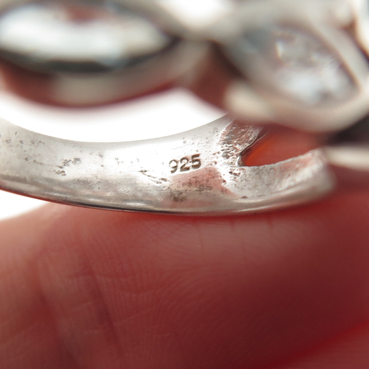 925 Sterling Silver Vintage Real Multi-Cut Blue Topaz Cluster Ring Size 8.25