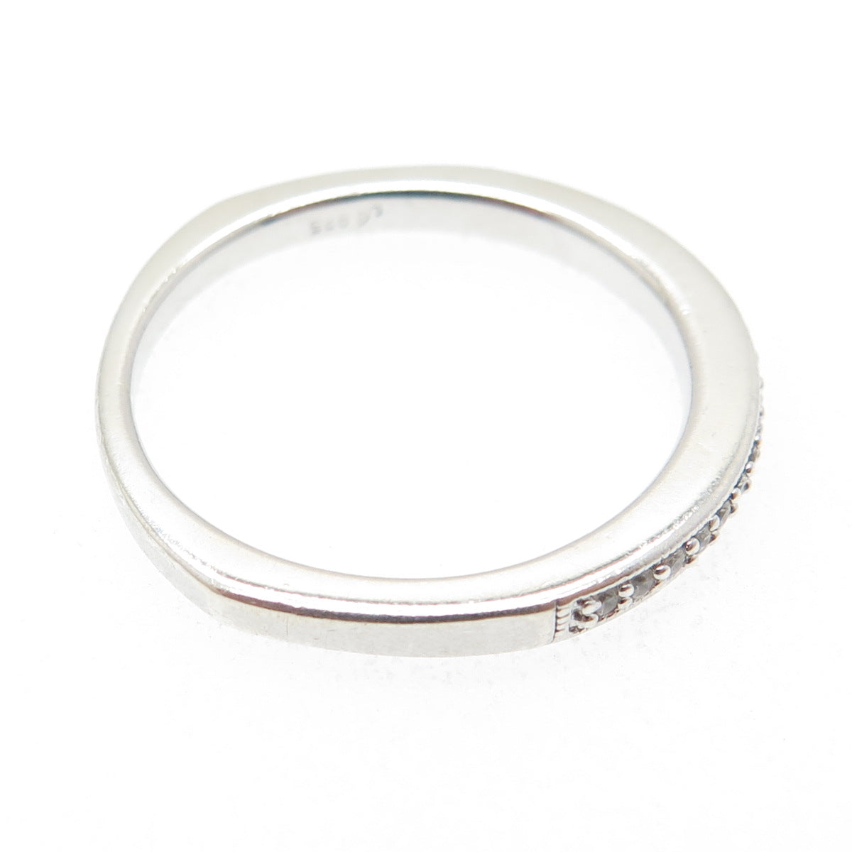 925 Sterling Silver Round-Cut C Z Half Eternity Stackable Band Ring Size 10