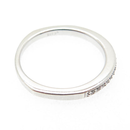 925 Sterling Silver Round-Cut C Z Half Eternity Stackable Band Ring Size 10